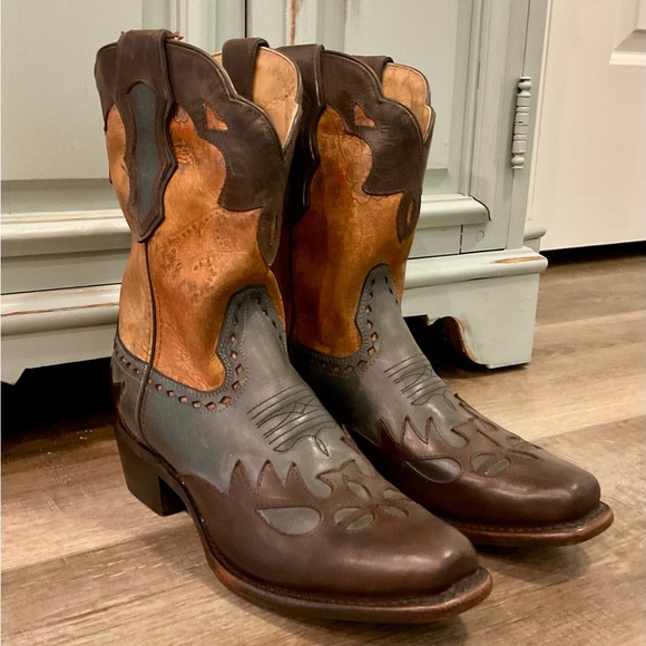 SONORA PAISLEY Western Leather Boots - Brown and Tan - Picture 4 of 12